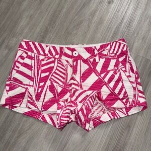Lilly Pulitzer Walsh Shorts Pink White Sailboat Seersucker Preppy Size 4